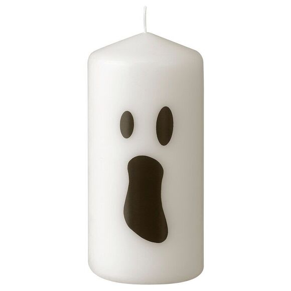 Ikea Halloween Candle Set of 2 New 1 @ Ghost & Bats 5.5x 2.75" Unscented Pillar - Picture 3 of 8